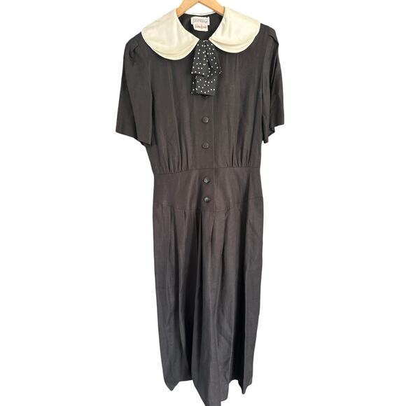 Vintage NWT Daniel Barrett for Neiman Marcus Black Peter Pan Collar Dress Sz 14 - Picture 12 of 12